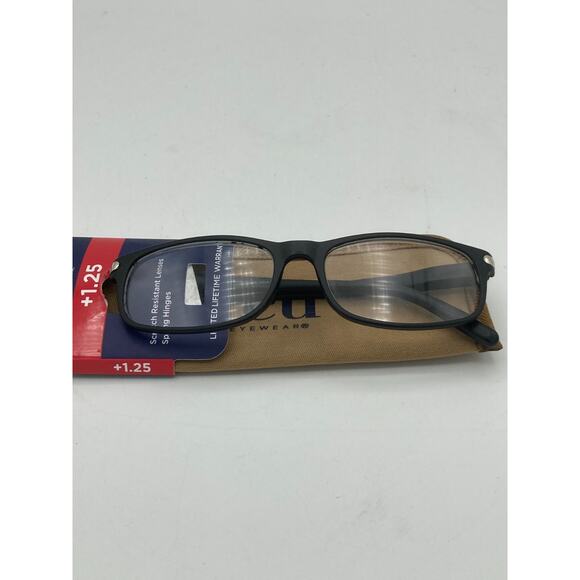 ICU Eyewear Henderson Black Reading Glasses Readers with Case +1.25 - Picture 4 of 6